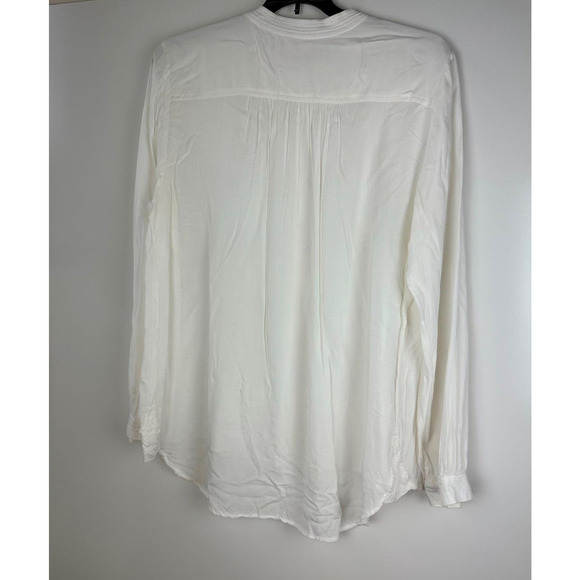 Sundance Pleated Pintuck Peasant Button Front Top White Long Sleeve Large HW8806 - Picture 9 of 9